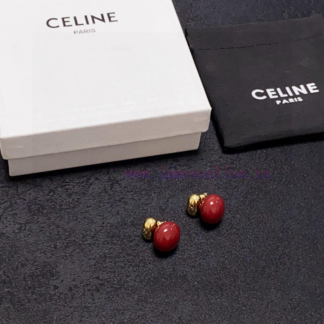 Celine's Arc De Triomphe Antique Gold New Year Red Oval Earrings Celine Has Become A Popular El s4vylaof - Image 10