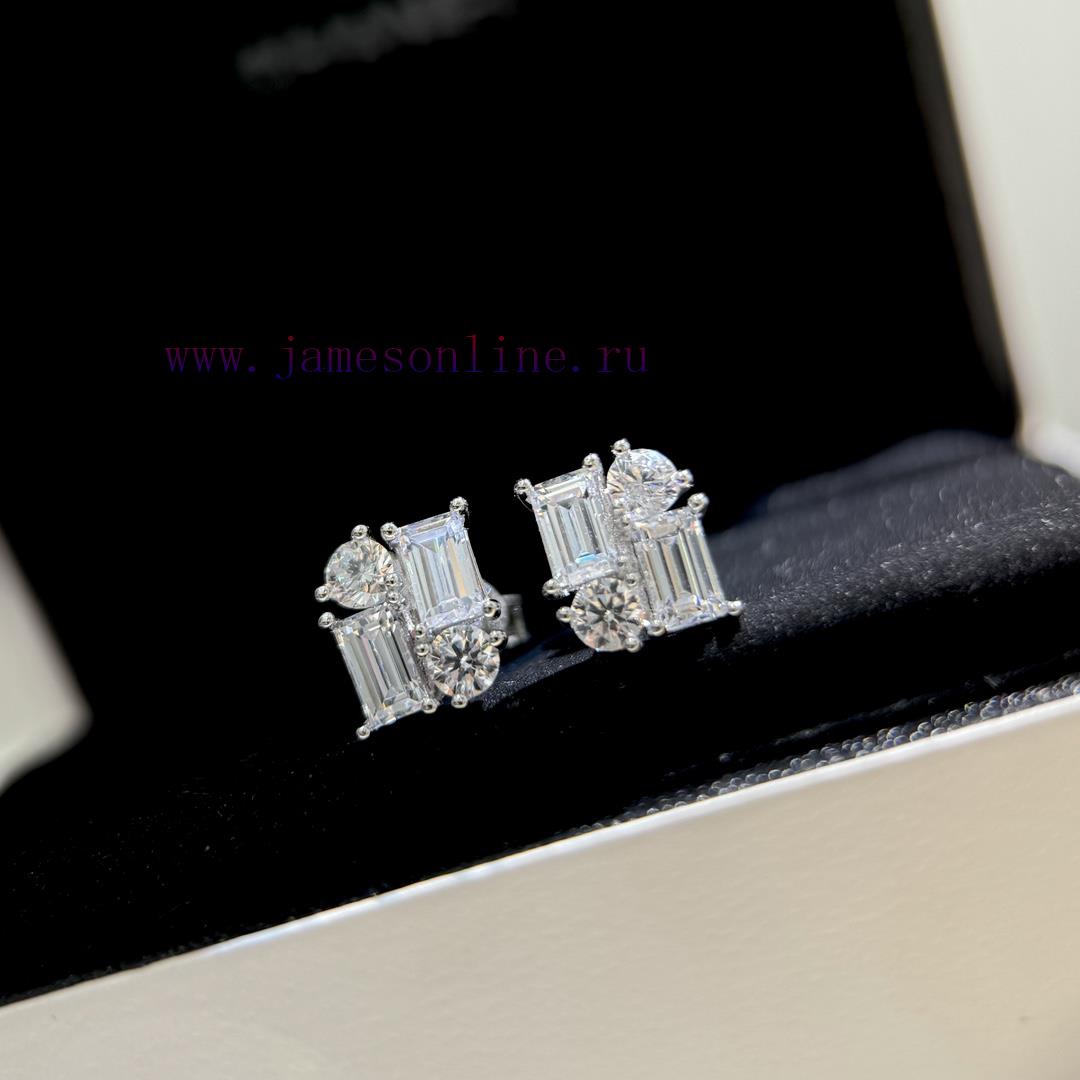 A3272 Light Luxury Geometric Square Diamond Elliptical Diamond Splicing Zircon Earrings S925 Pu ju5meiew