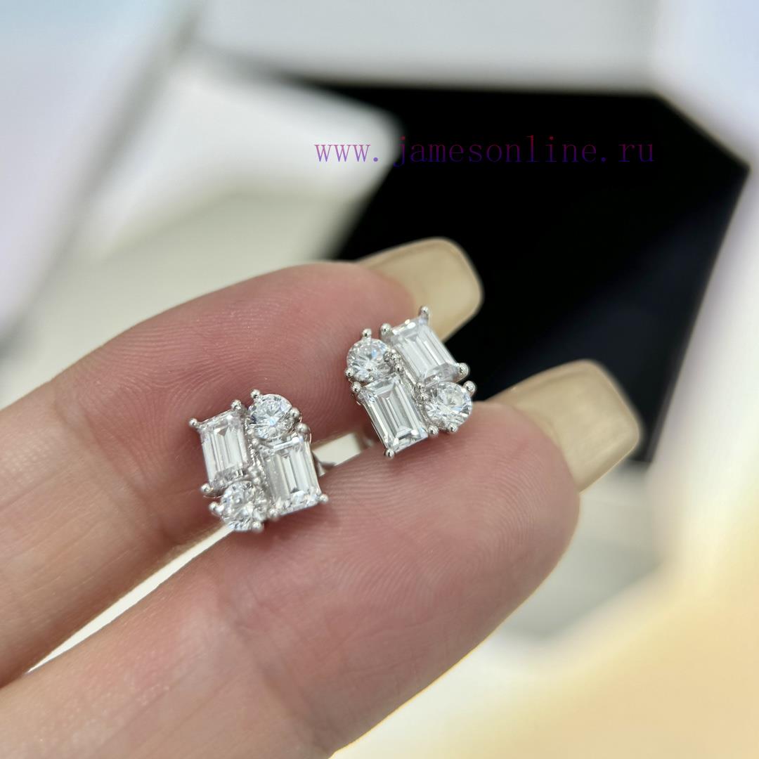 A3272 Light Luxury Geometric Square Diamond Elliptical Diamond Splicing Zircon Earrings S925 Pu ju5meiew - Image 5