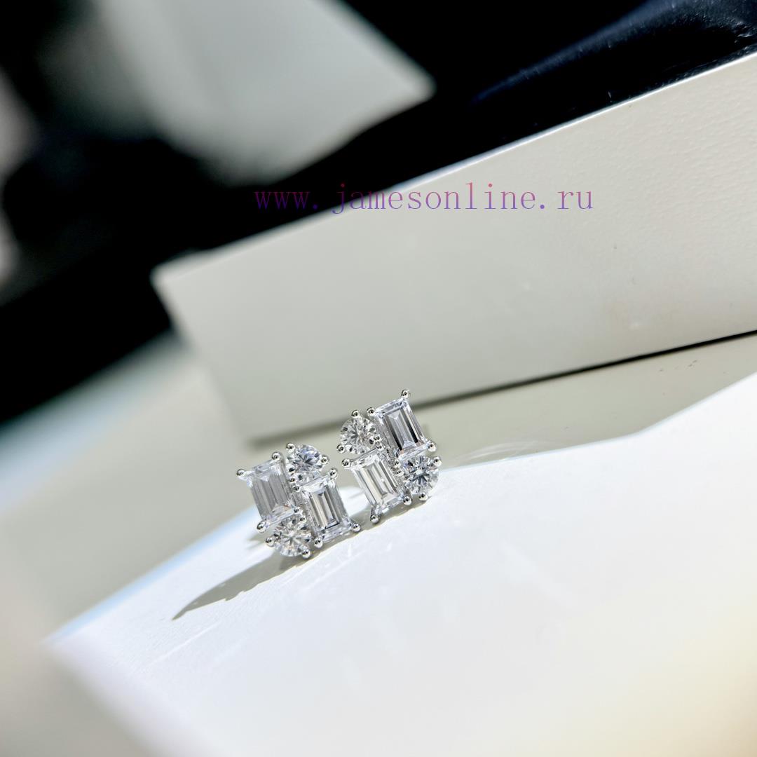 A3272 Light Luxury Geometric Square Diamond Elliptical Diamond Splicing Zircon Earrings S925 Pu ju5meiew - Image 6