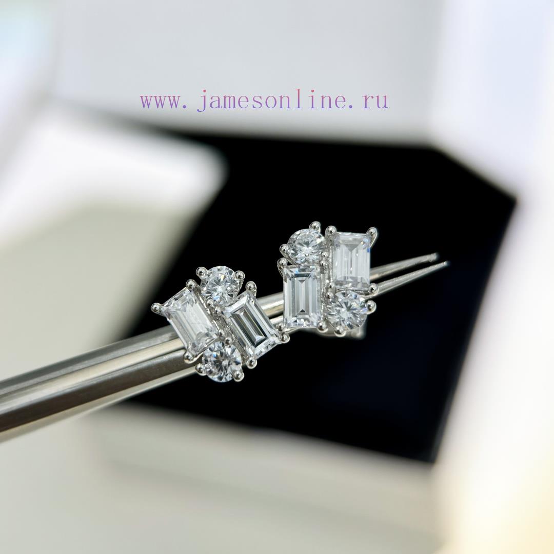 A3272 Light Luxury Geometric Square Diamond Elliptical Diamond Splicing Zircon Earrings S925 Pu ju5meiew - Image 7