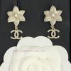 Code E2421Chanel Earrings Sell Well And Become NewCHAN 23 White Gold Enamel Flower Double C Ear ahlfhs84