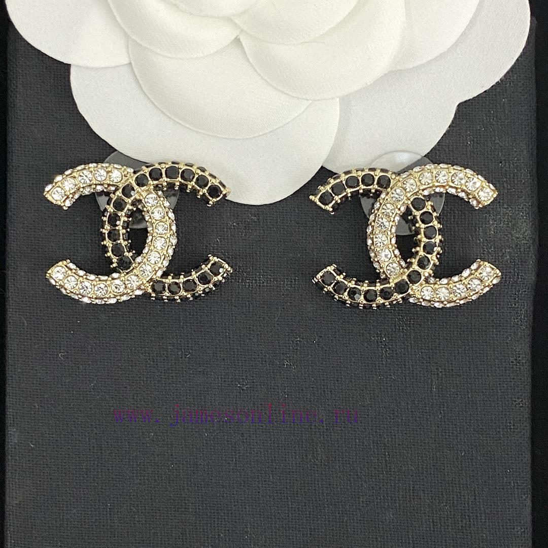 Code E2405Chanel Earrings Sell Well And Become NewCHAN 23 Black And White Rhinestone Double C L n90s8mef
