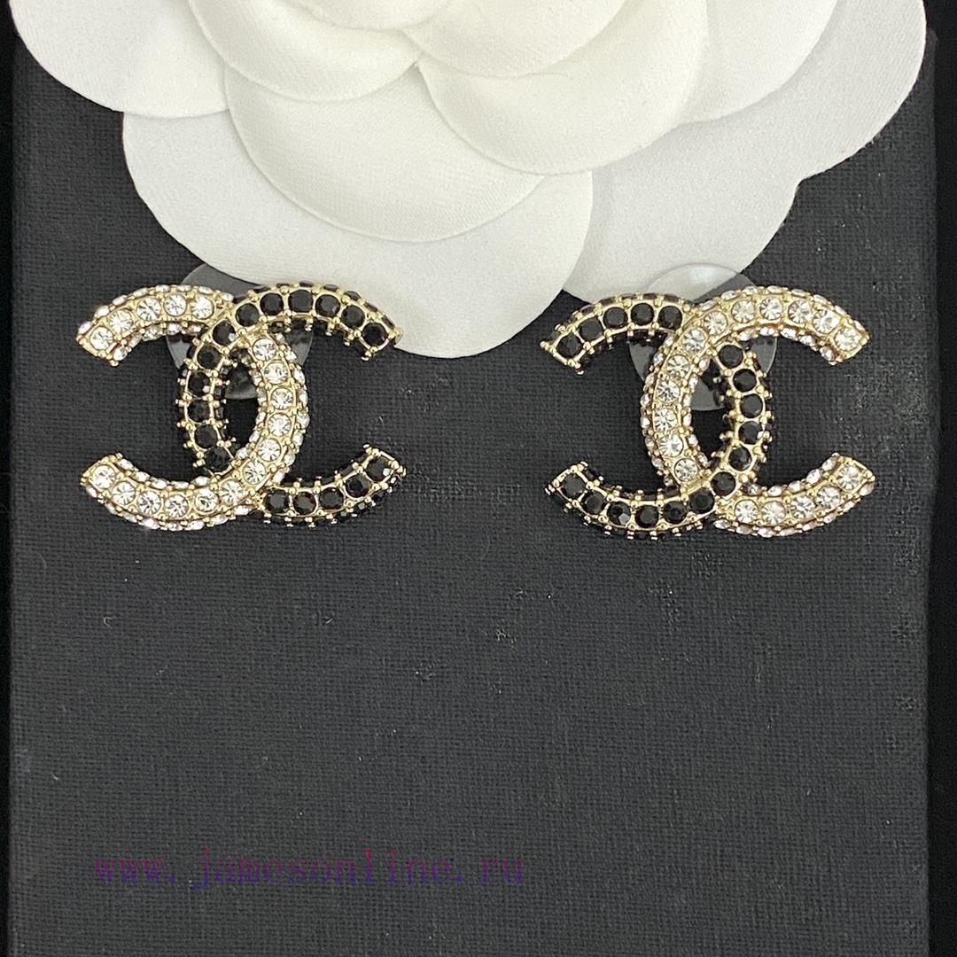 Code E2405Chanel Earrings Sell Well And Become NewCHAN 23 Black And White Rhinestone Double C L n90s8mef - Image 2