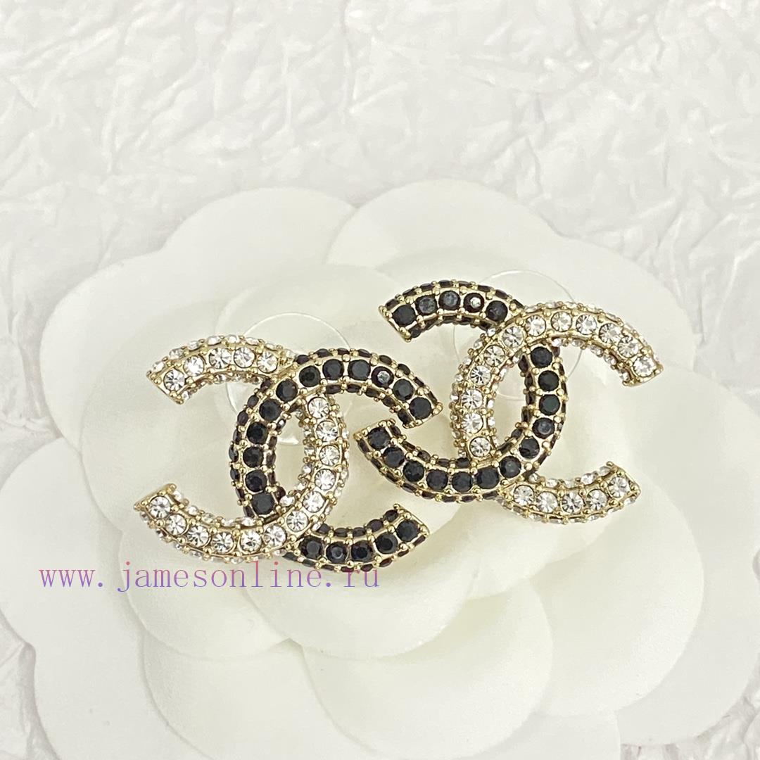 Code E2405Chanel Earrings Sell Well And Become NewCHAN 23 Black And White Rhinestone Double C L n90s8mef - Image 3