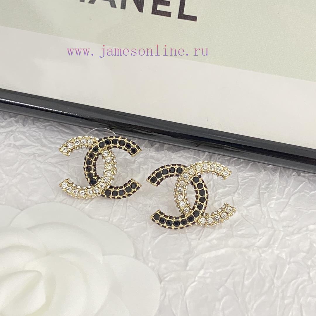 Code E2405Chanel Earrings Sell Well And Become NewCHAN 23 Black And White Rhinestone Double C L n90s8mef - Image 9