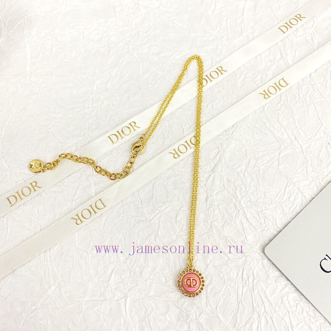Code N729DIOR Necklace Hot Selling Item Hits New Market🤑 CD Letter Pink Circular Button Necklac 5s2tm17b - Image 5