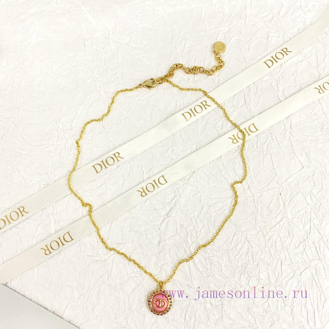 Code N729DIOR Necklace Hot Selling Item Hits New Market🤑 CD Letter Pink Circular Button Necklac 5s2tm17b - Image 6