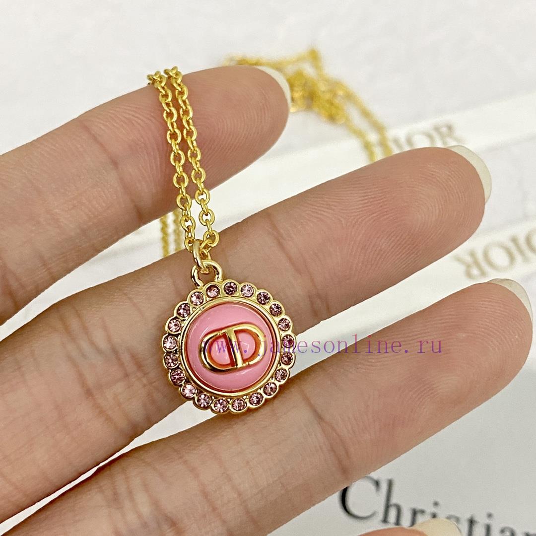 Code N729DIOR Necklace Hot Selling Item Hits New Market🤑 CD Letter Pink Circular Button Necklac 5s2tm17b - Image 7
