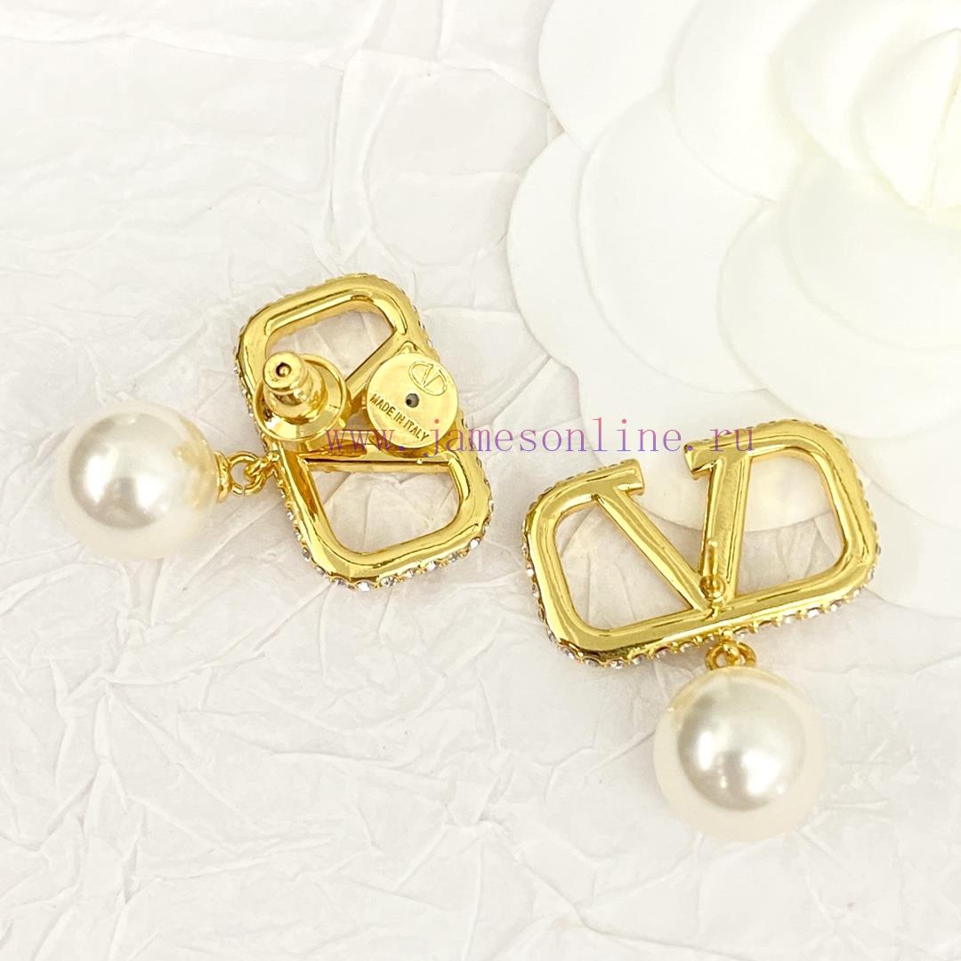 Today's New Code E2703Valentino Earrings Hot Selling Item Hits New Market🤒 VAENTINO Pearl V Log gaj1a6w0 - Image 5