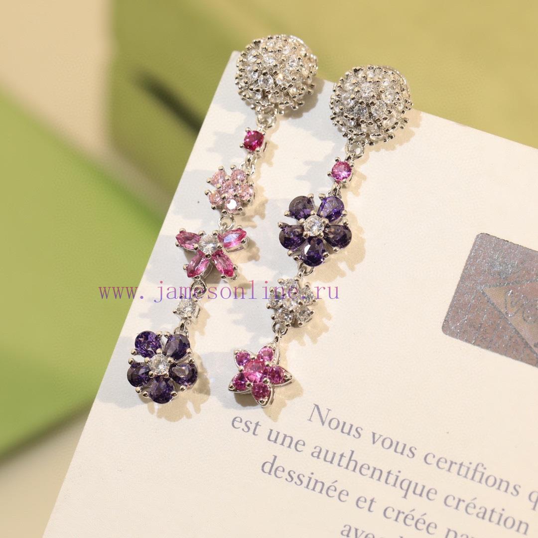 Flower Ear Studs VCA Flower Gold Silver Needle Material Plating 18k Gold With UFO Earplugs Beau 2gd5sdxz