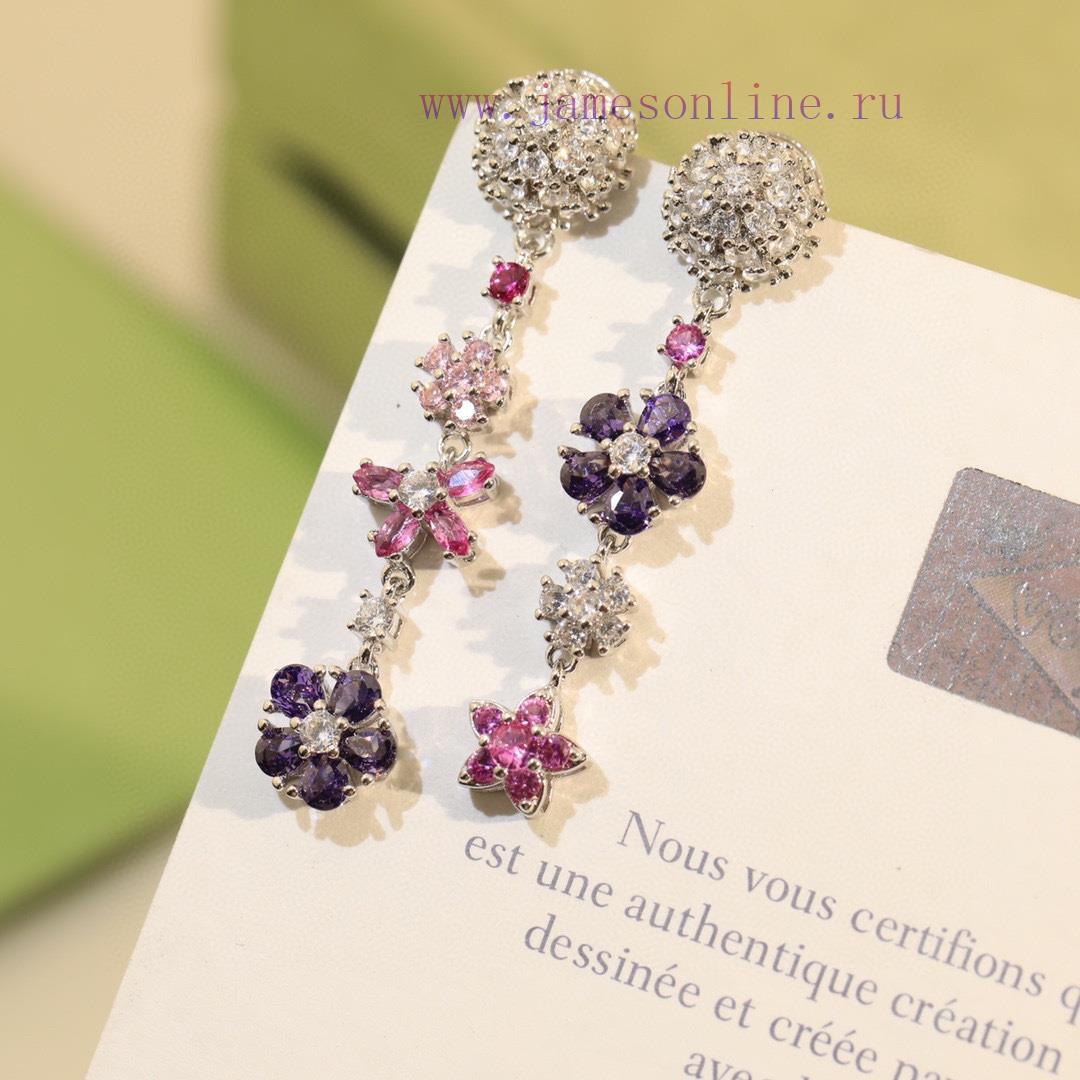 Flower Ear Studs VCA Flower Gold Silver Needle Material Plating 18k Gold With UFO Earplugs Beau 2gd5sdxz - Image 2