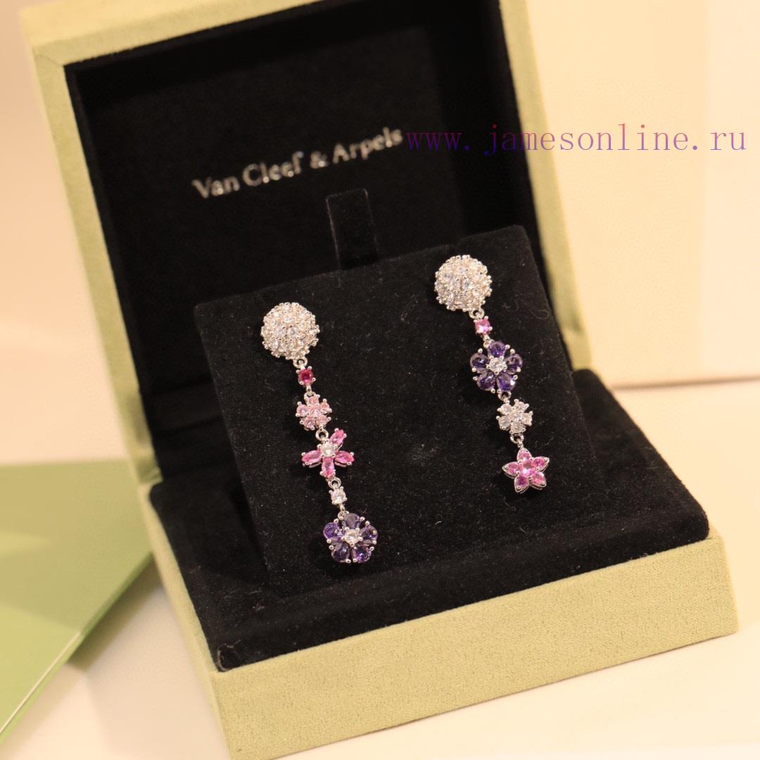 Flower Ear Studs VCA Flower Gold Silver Needle Material Plating 18k Gold With UFO Earplugs Beau 2gd5sdxz - Image 3