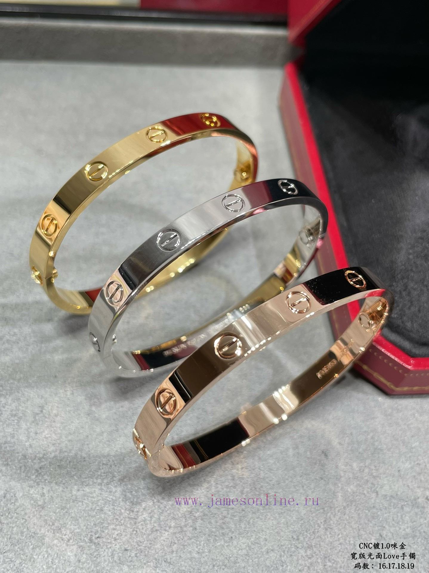 V Gold Plated 1.0 Mic Gold 16-18 19 CNC High Definition Cartier Wide Edition Smooth Love Bracel vjk2g07i - Image 3