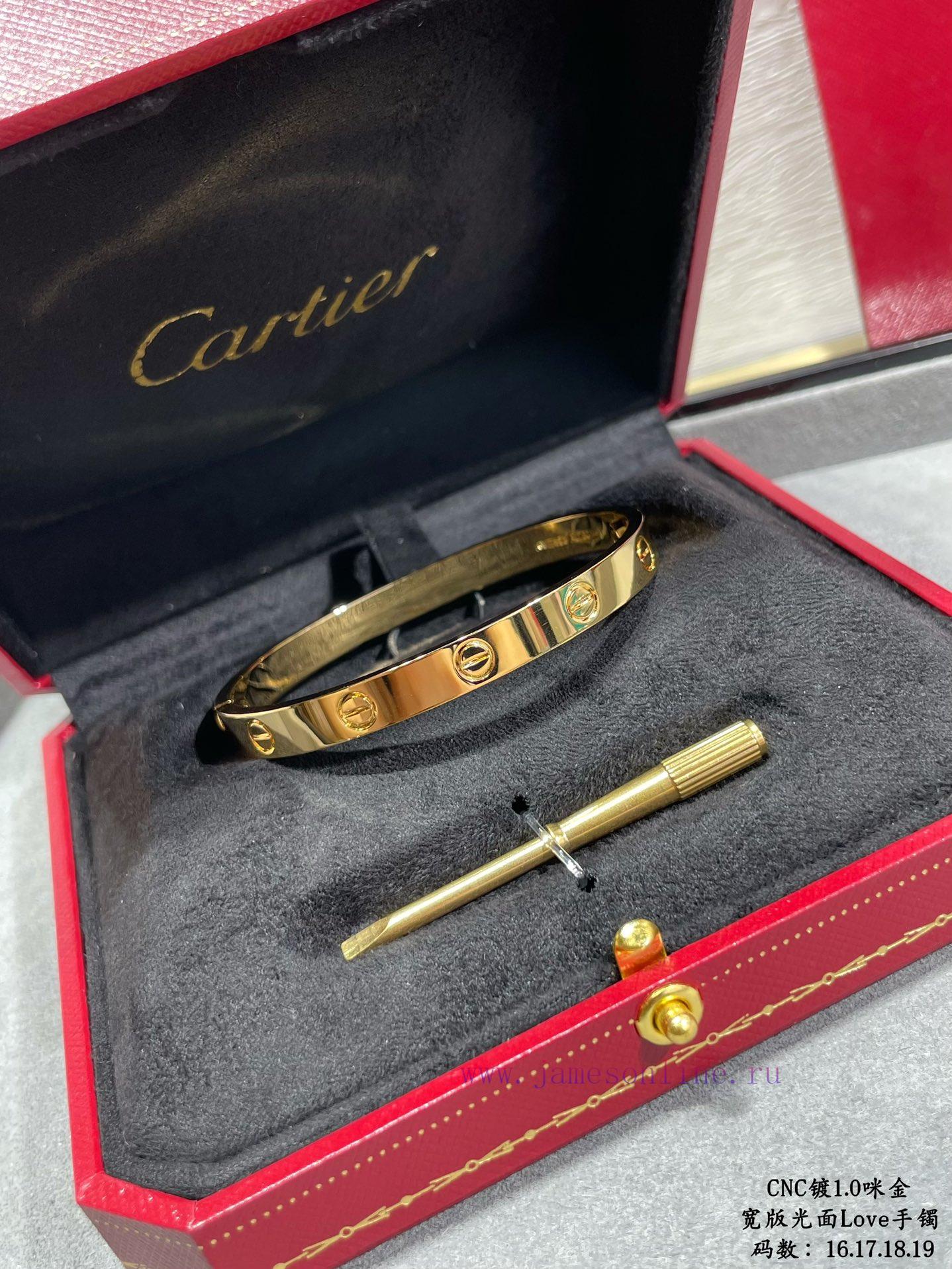 V Gold Plated 1.0 Mic Gold 16-18 19 CNC High Definition Cartier Wide Edition Smooth Love Bracel vjk2g07i - Image 4