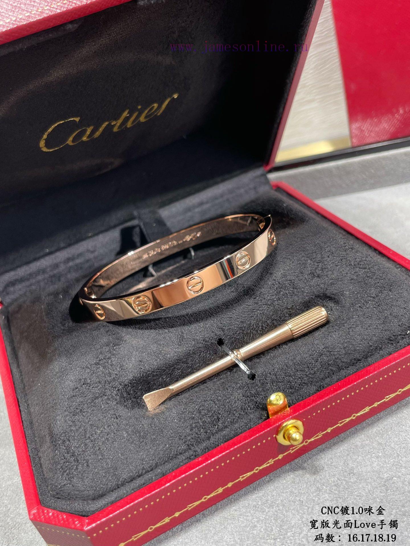 V Gold Plated 1.0 Mic Gold 16-18 19 CNC High Definition Cartier Wide Edition Smooth Love Bracel vjk2g07i - Image 5
