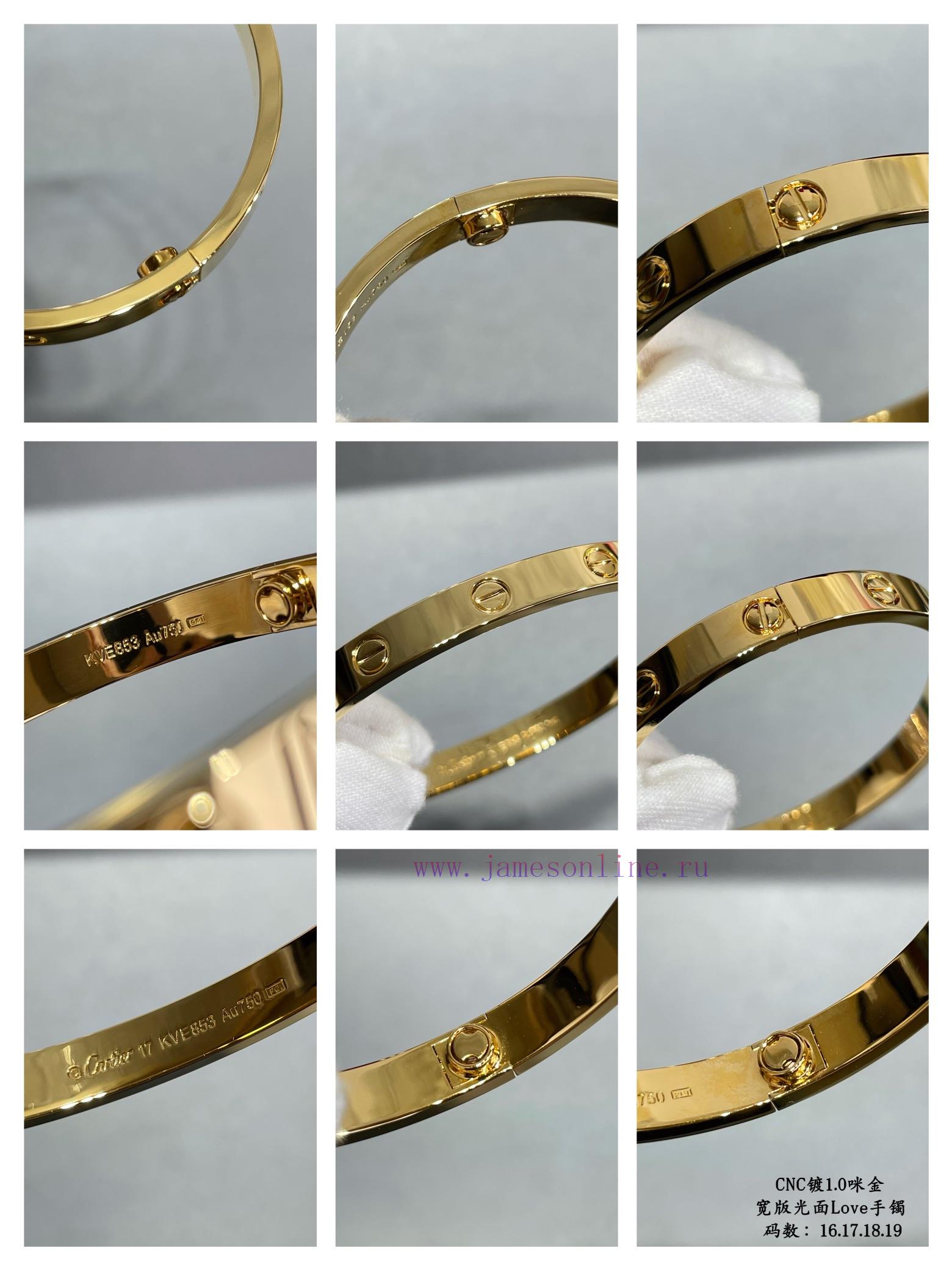 V Gold Plated 1.0 Mic Gold 16-18 19 CNC High Definition Cartier Wide Edition Smooth Love Bracel vjk2g07i - Image 7