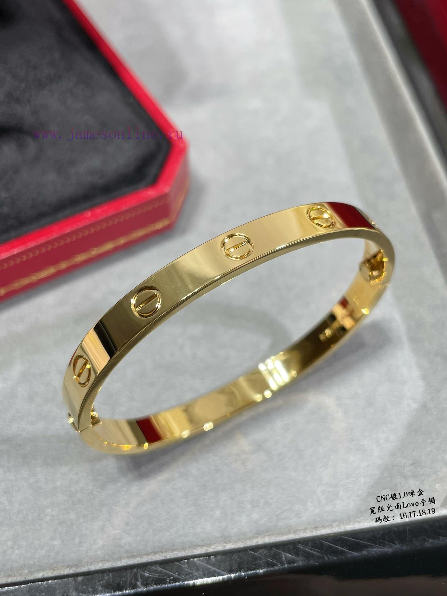 V Gold Plated 1.0 Mic Gold 16-18 19 CNC High Definition Cartier Wide Edition Smooth Love Bracel vjk2g07i - Image 8