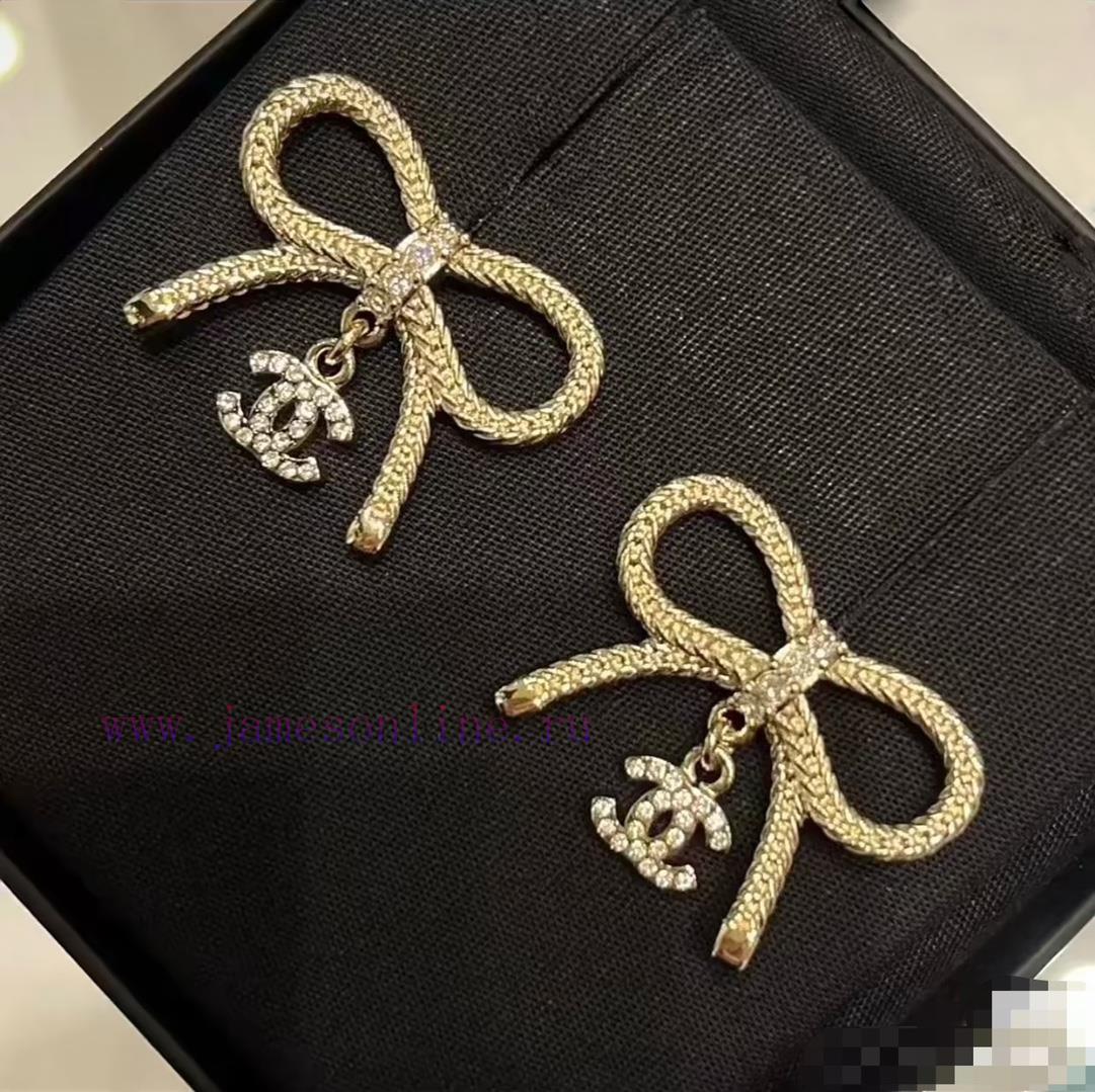 Chanel 1-24B Chain Bow Earrings SharingOne Of Chanel's Highly Worn Styles With A Bow Design Spa okejghkb - Image 3
