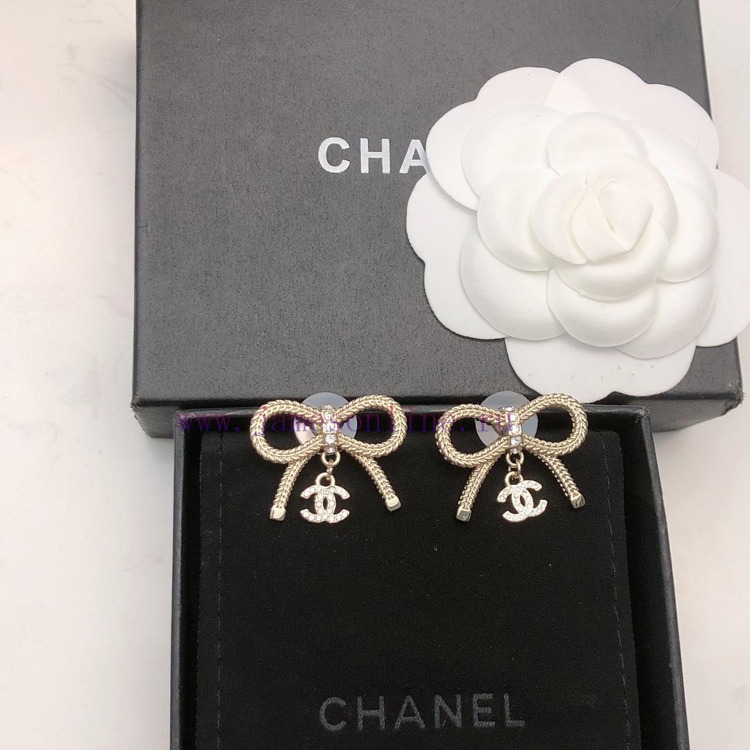 Chanel 1-24B Chain Bow Earrings SharingOne Of Chanel's Highly Worn Styles With A Bow Design Spa okejghkb - Image 5
