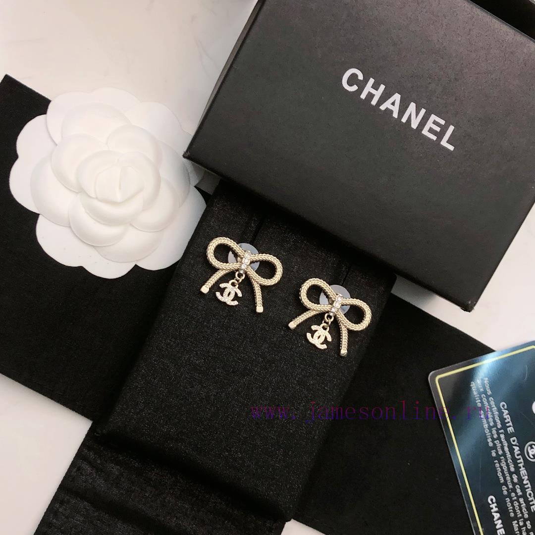 Chanel 1-24B Chain Bow Earrings SharingOne Of Chanel's Highly Worn Styles With A Bow Design Spa okejghkb - Image 6