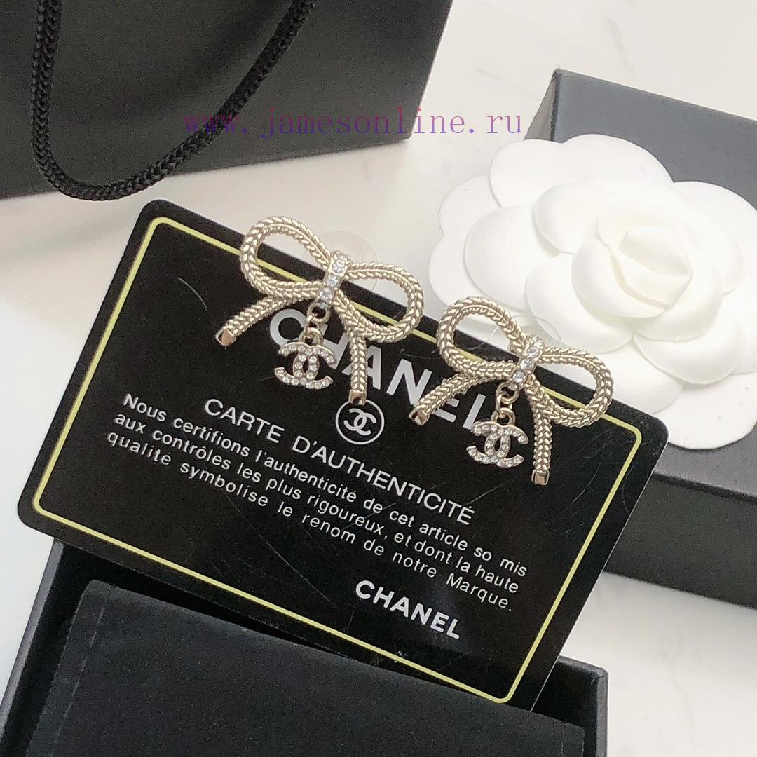 Chanel 1-24B Chain Bow Earrings SharingOne Of Chanel's Highly Worn Styles With A Bow Design Spa okejghkb - Image 9