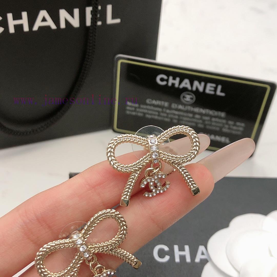 Chanel 1-24B Chain Bow Earrings SharingOne Of Chanel's Highly Worn Styles With A Bow Design Spa okejghkb - Image 10