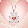Hot Selling ItemRose Gold Love Heart Teddy Bear Necklace Women's Beating Heart Bear Pendant Nec ziaosu49