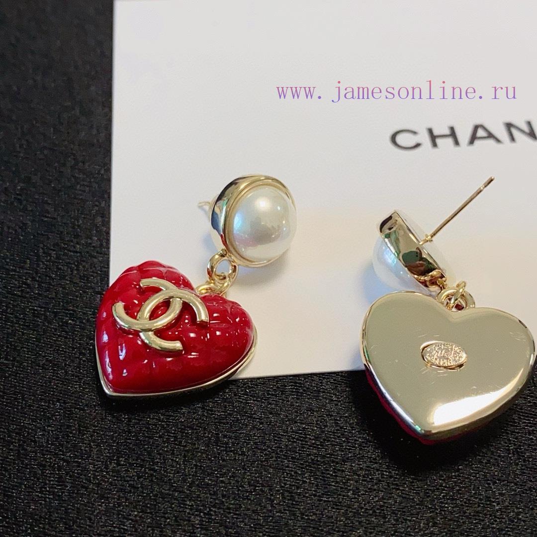 New Model Launched 🥰 High End Chanel Double C Simple New Year Red Heart Earnail Earrings. These 30twbblk - Image 6