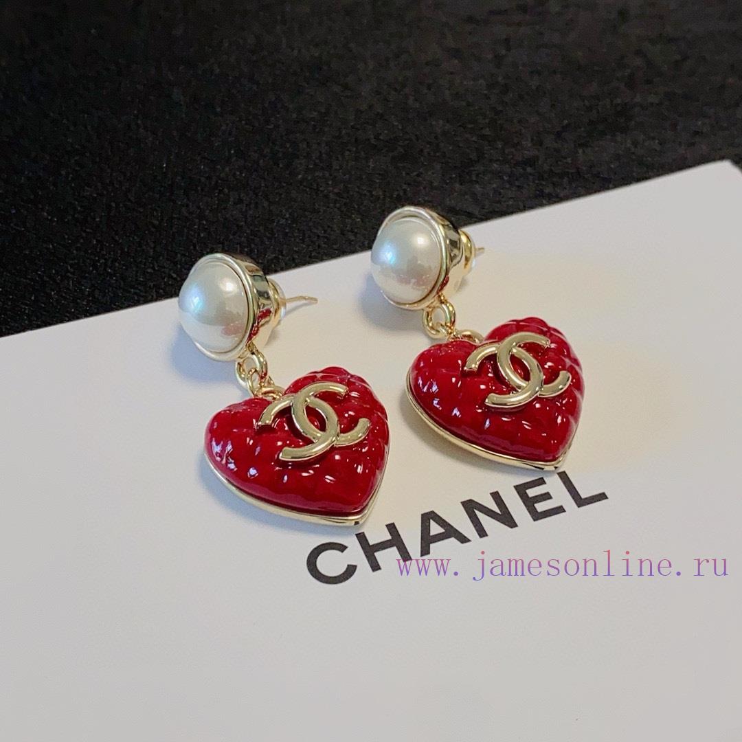 New Model Launched 🥰 High End Chanel Double C Simple New Year Red Heart Earnail Earrings. These 30twbblk - Image 7