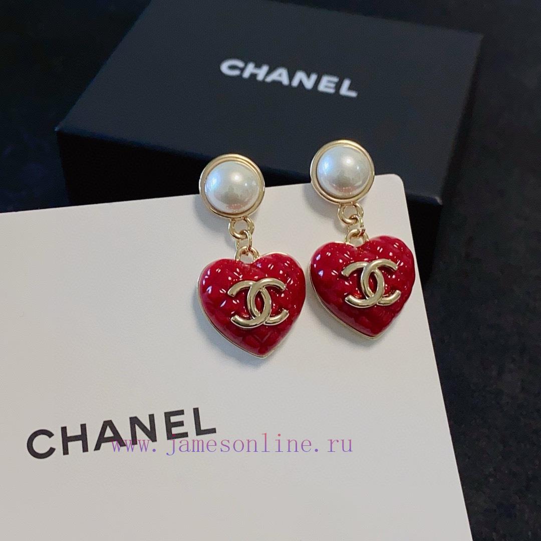 New Model Launched 🥰 High End Chanel Double C Simple New Year Red Heart Earnail Earrings. These 30twbblk - Image 10