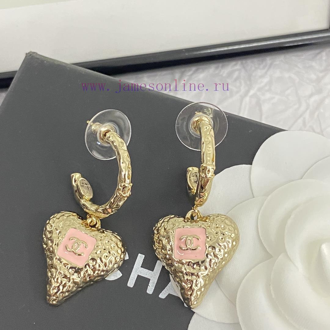 Code E5390Chanel Earrings Hot Selling Item Hits New Consensus ZpCHAN 23K Pink Enamel Lava Heart jub7chuw - Image 3