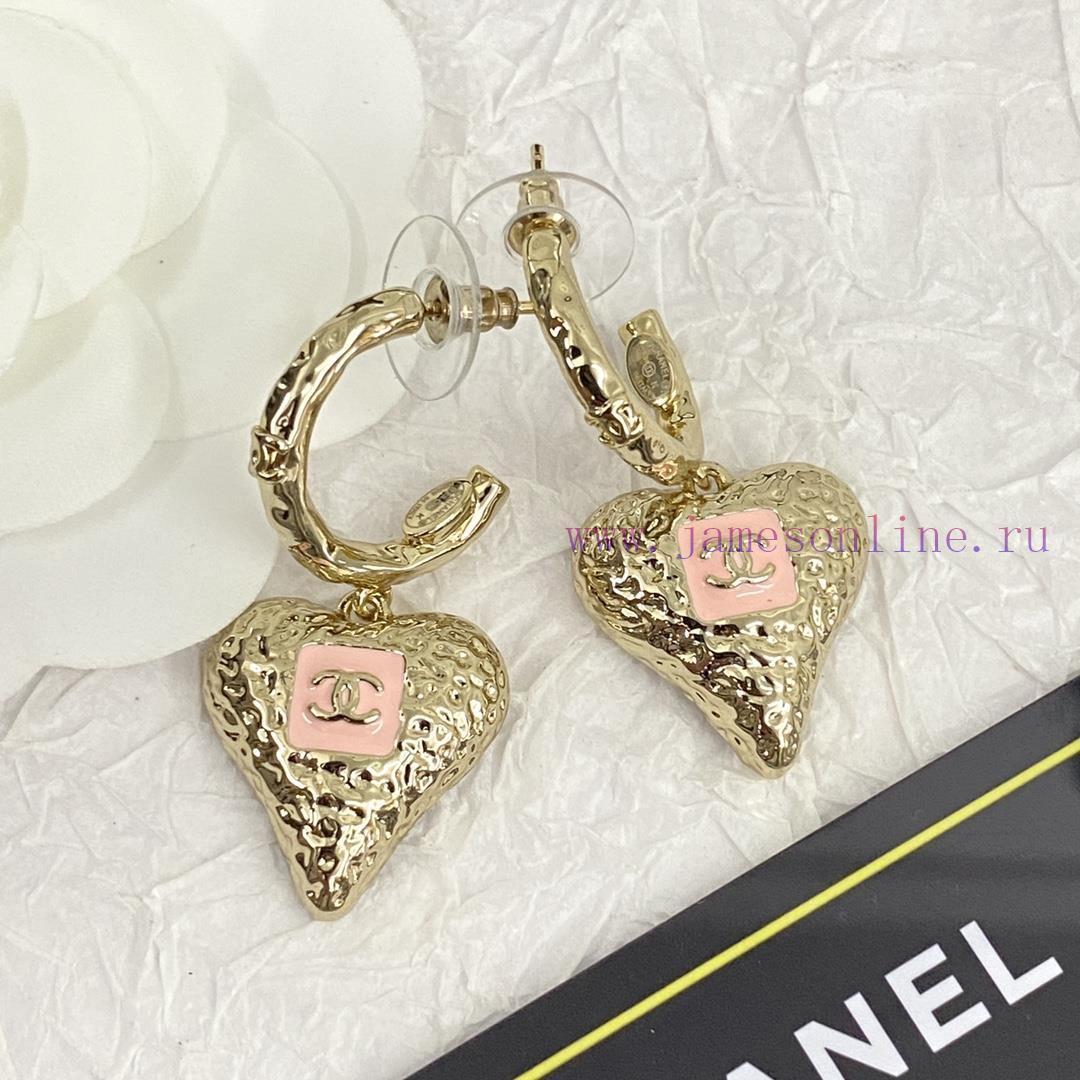 Code E5390Chanel Earrings Hot Selling Item Hits New Consensus ZpCHAN 23K Pink Enamel Lava Heart jub7chuw - Image 4
