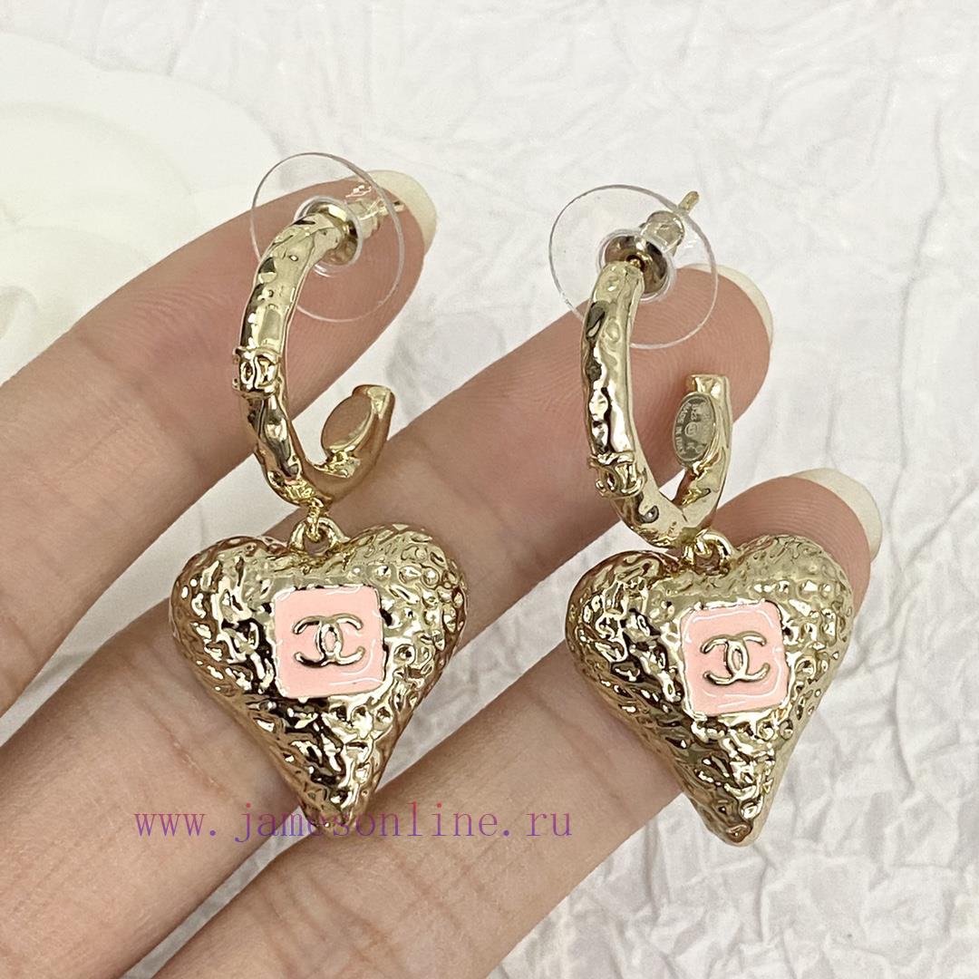 Code E5390Chanel Earrings Hot Selling Item Hits New Consensus ZpCHAN 23K Pink Enamel Lava Heart jub7chuw - Image 6