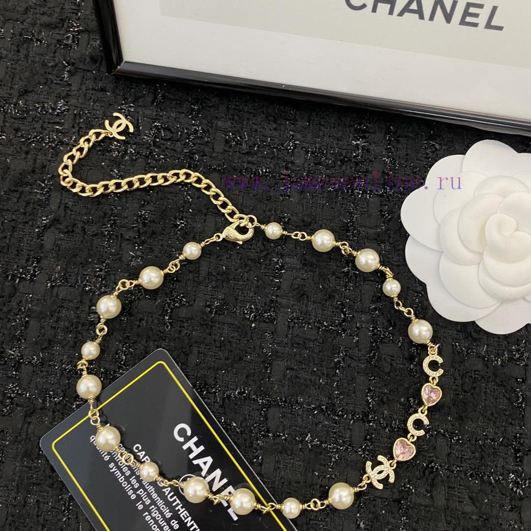 Code N537Chanel Necklace Hot Selling Item Hits New MarketCHANEL Pink Love Letter Pearl Chocker up5ytv46