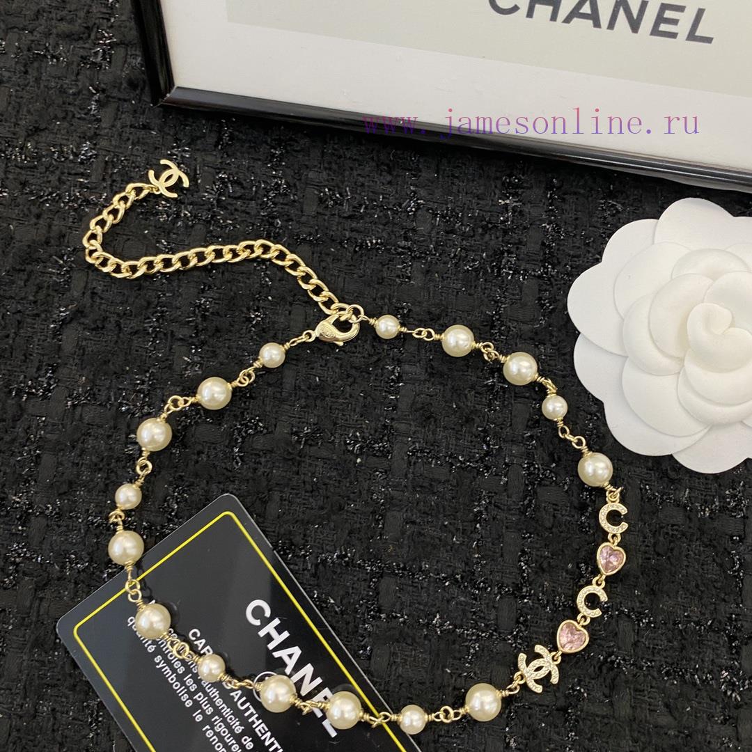 Code N537Chanel Necklace Hot Selling Item Hits New MarketCHANEL Pink Love Letter Pearl Chocker up5ytv46 - Image 2