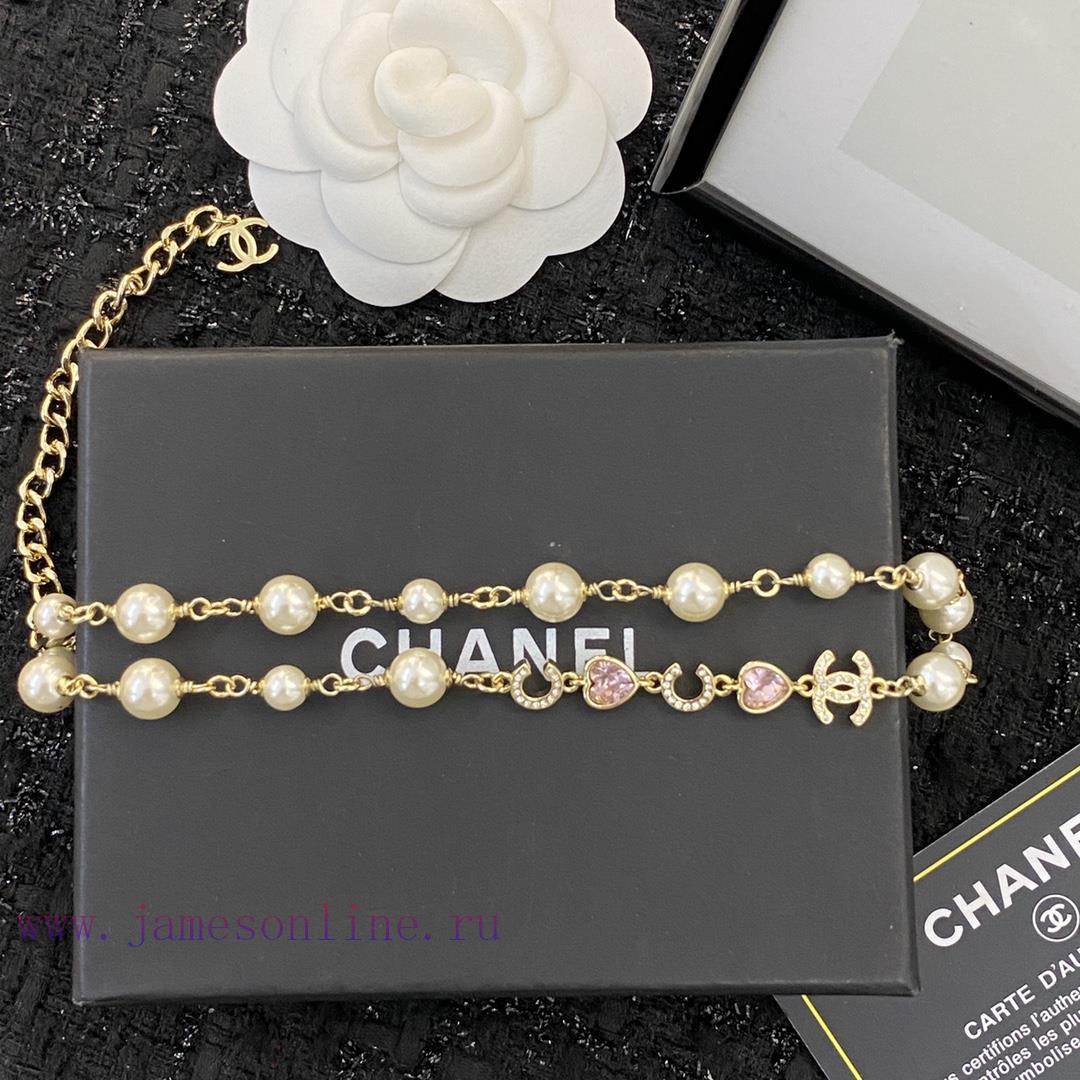 Code N537Chanel Necklace Hot Selling Item Hits New MarketCHANEL Pink Love Letter Pearl Chocker up5ytv46 - Image 7