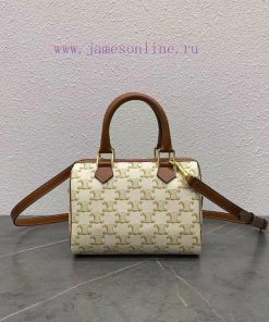 Loewe Bags CE Small Size Logo Print Cowhide Boston Bag TRIOMPHE CANVAS Logo Print Small Size Not Too Big O olt236my
