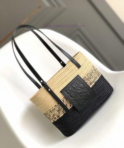 Loewe Bags 𝑳𝒐𝒆𝒘𝒆 Gradient Coconut Fiber And Cow Leather Square Basket Handbag 🧺 New ColorA Traditional Squ 0o2y3gpv