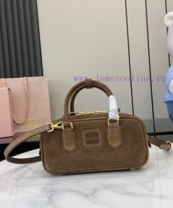 MiuMiu Bags New Arcadia Suede Cowhide Small Size (22cm) Bowling/crossbody Bag With Full Original Packaging p6h4vewl