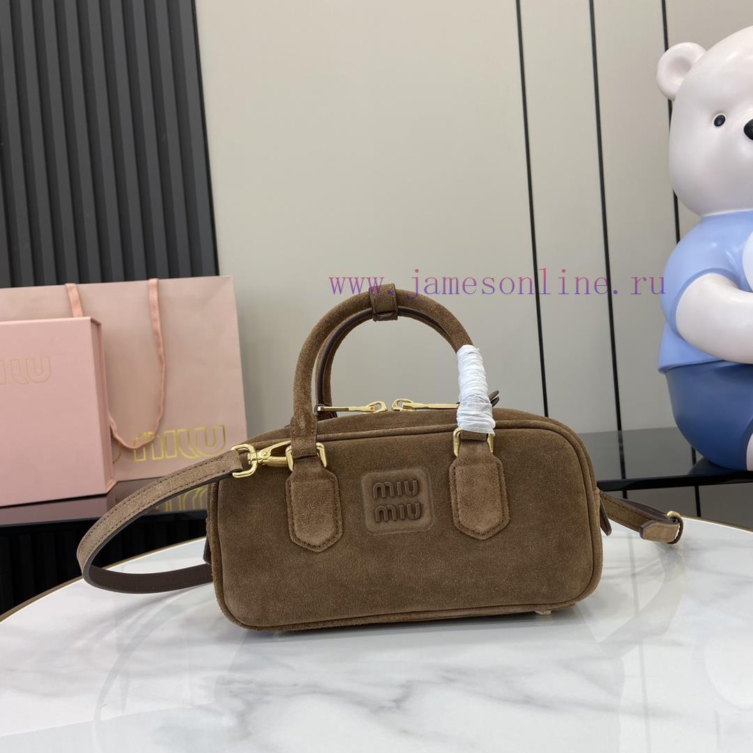 MiuMiu Bags New Arcadia Suede Cowhide Small Size (22cm) Bowling/crossbody Bag With Full Original Packaging p6h4vewl