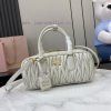 MiuMiu Bags New Arcadia Matelasse Sheep Leather Medium 27cm Bowling Handbag/Crossbody Bag - White Sheepskin hzfa6an8