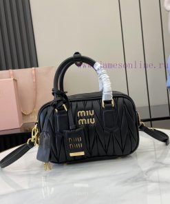 MiuMiu Bags New Arcadia Matelasse Sheep Leather Small (19cm) Bowling Handbag/Crossbody Bag~Gram SheepskinTh m27ww556