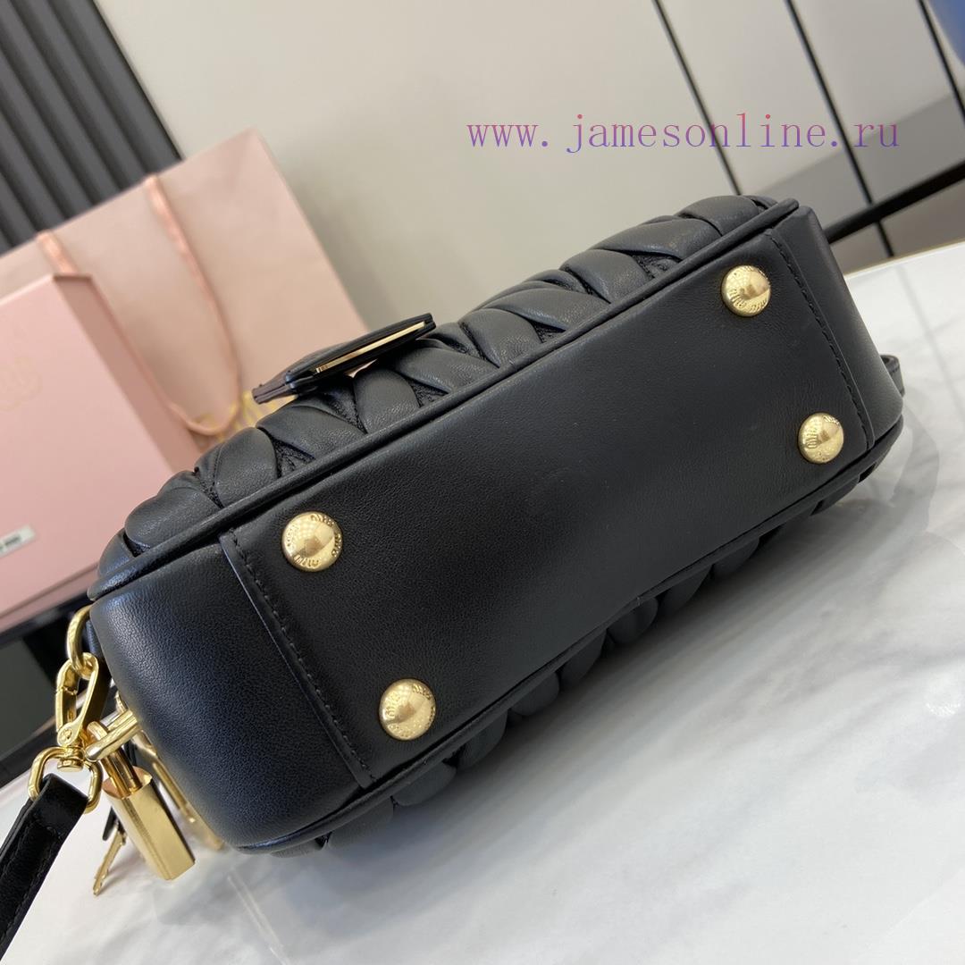 MiuMiu Bags New Arcadia Matelasse Sheep Leather Small (19cm) Bowling Handbag/Crossbody Bag~Gram SheepskinTh m27ww556 - Image 5