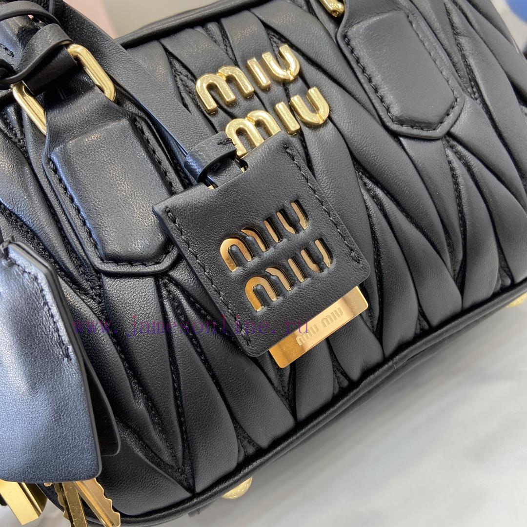 MiuMiu Bags New Arcadia Matelasse Sheep Leather Small (19cm) Bowling Handbag/Crossbody Bag~Gram SheepskinTh m27ww556 - Image 6