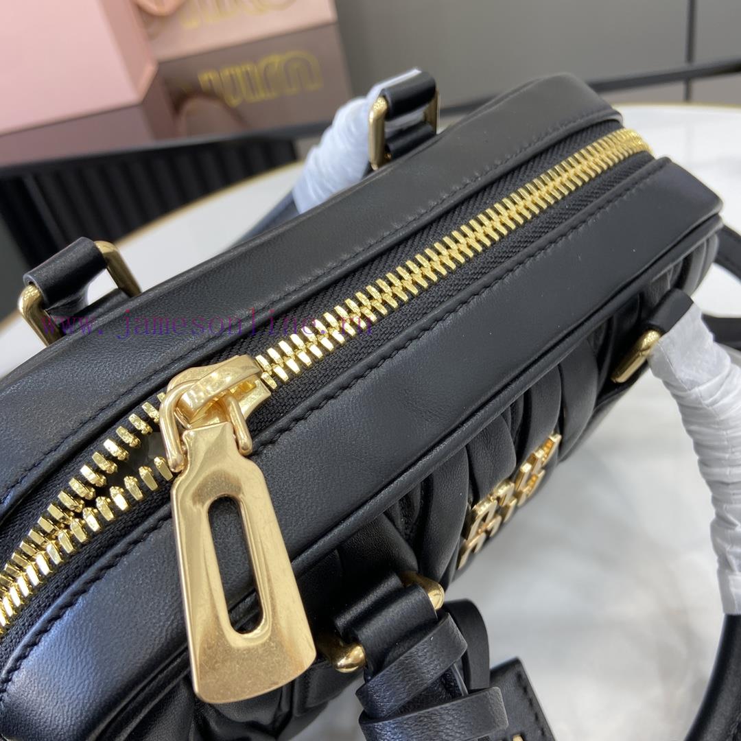MiuMiu Bags New Arcadia Matelasse Sheep Leather Small (19cm) Bowling Handbag/Crossbody Bag~Gram SheepskinTh m27ww556 - Image 9