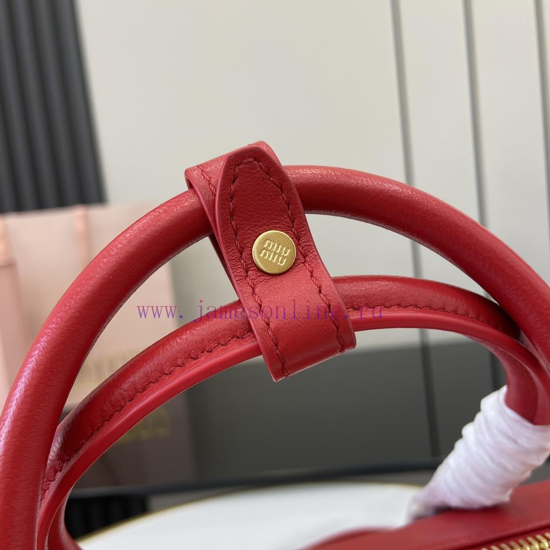 MiuMiu Bags New Arcadia Matelasse Sheep Leather Medium Bowling Handbag/Crossbody Bag - Large Red SheepskinT 5c1k1t7v - Image 8