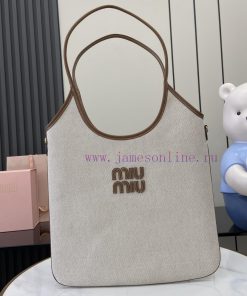MiuMiu Bags New Miu Women's IVY Canvas Shoulder Bag With Complete Original PackagingThis Classic Tote Bag I jfgmrvrd