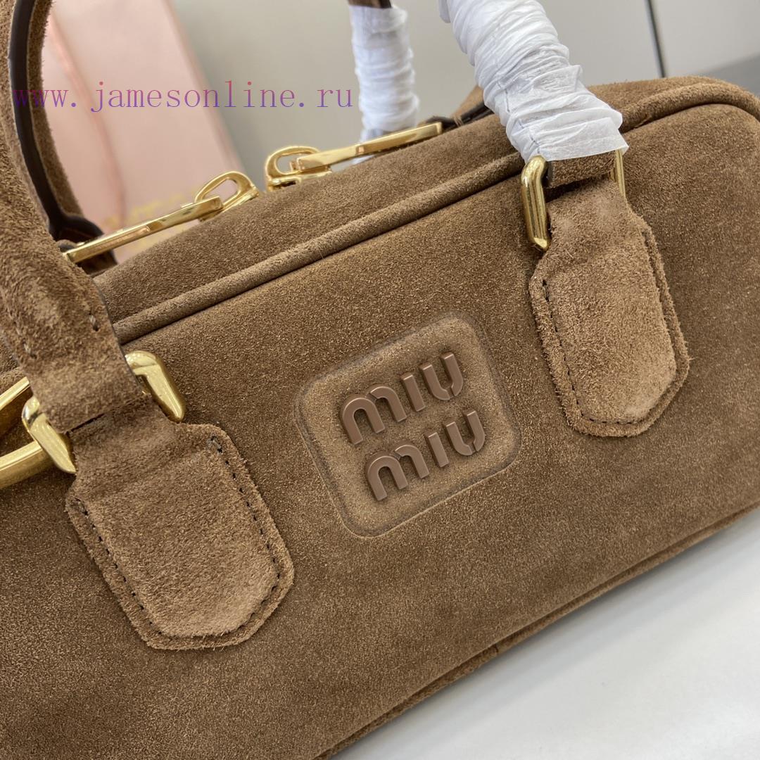 MiuMiu Bags New Arcadia Suede Cowhide Small Size (22cm) Bowling/crossbody Bag With Full Original Packaging nn86ibof - Image 6