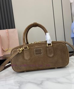 MiuMiu Bags New Arcadia Suede Cowhide Medium Size (27cm) Bowling/crossbody Bag With Full Original Packaging 475159w4